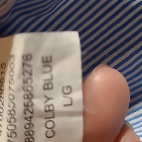 Chaps Easy Care Men's BLUE Striped  Long Sleeve Button Down Shirt. Large - Picture 9 of 9